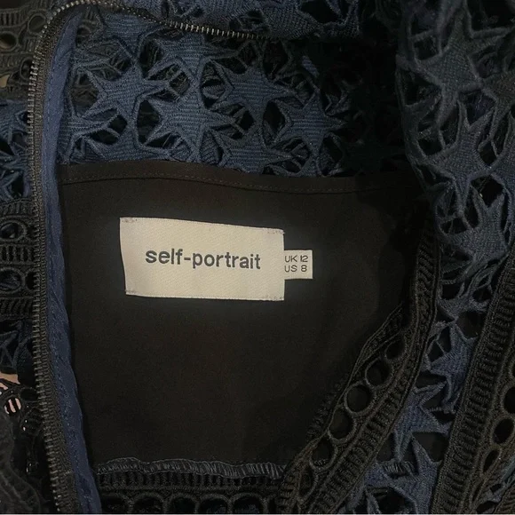 Self-Portrait Navy Lace Long Sleeve Dress - Picture 8 of 8